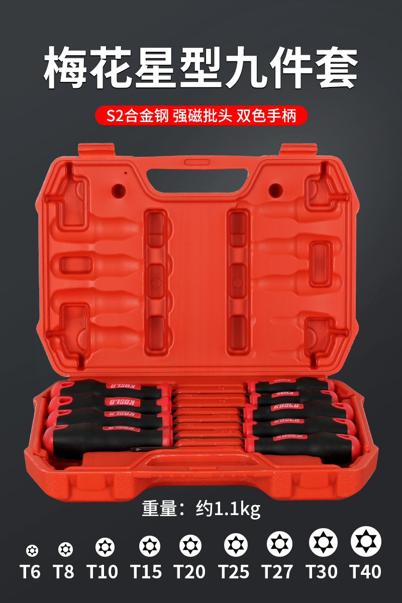 Juego de destornillador, herramienta de combinación de destornillador cruzado para el hogar, destornillador de flor de ciruelo hexagonal de grado industrial de alta dureza