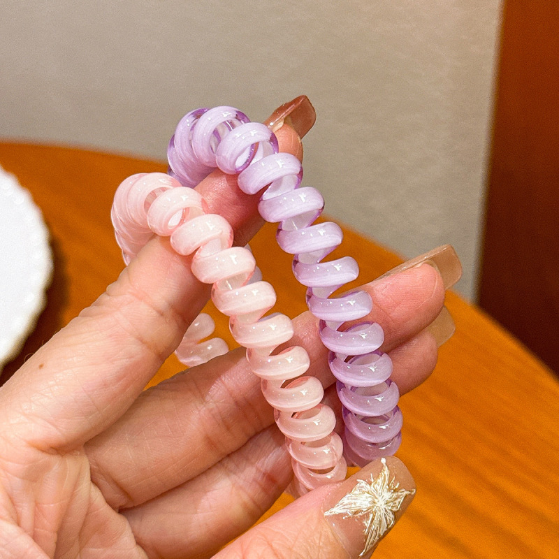キャンディー色の電話線の髪輪の女性は高弾力で長持ちします。|undefined