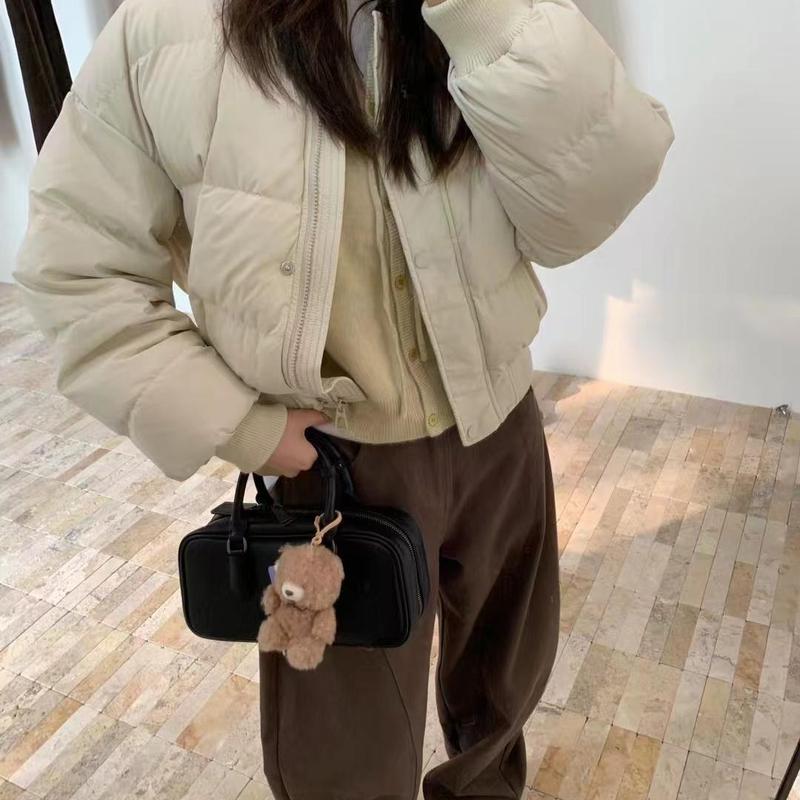 2025年秋冬季时尚百搭新款韩版宽松立领小个子短款棉衣棉服外套女|undefined