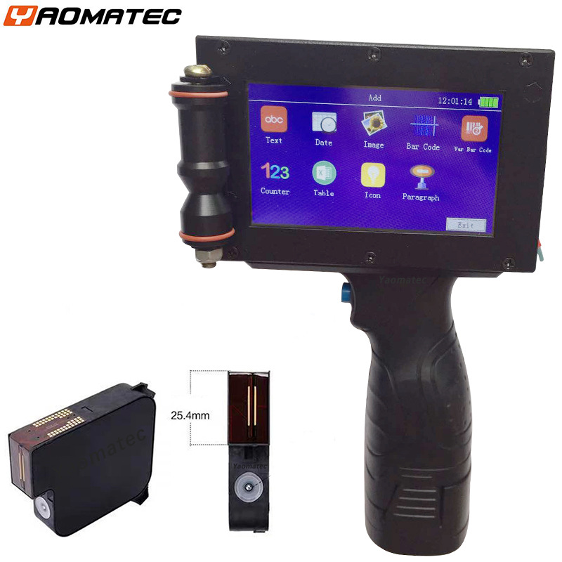 Yaomatec 25,4mm Código QR código de barras período de validez logo variable de datos impresora de inyección de tinta de mano