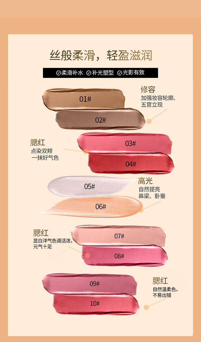 HelloKiss Liquid Highlighter Contouring Multi-functional Makeup Pen Sponge Tip Fine Sparkling Highlighter Liquid Blush Cross-border undefined