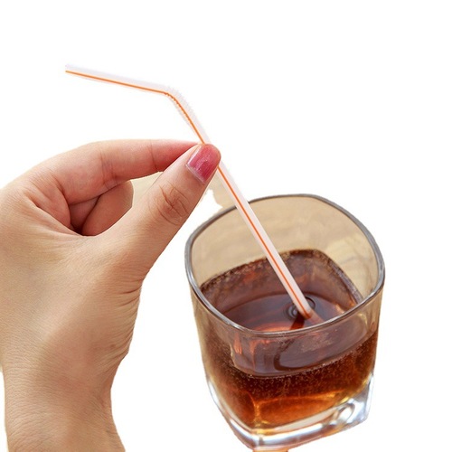 Creative handmade art straws disposable children's drinks colorful long straws whole package independent packaging elbow plastic