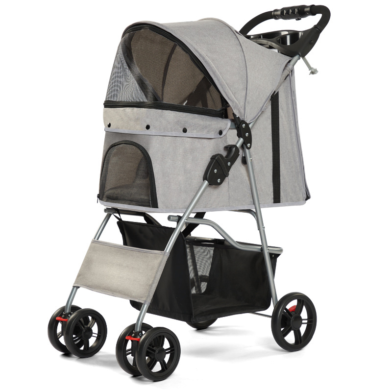 Cochecito Plegable para Mascotas de Tela Oxford 300D y Tubo de Acero, Cierre con un Clic para Perros y Gatos