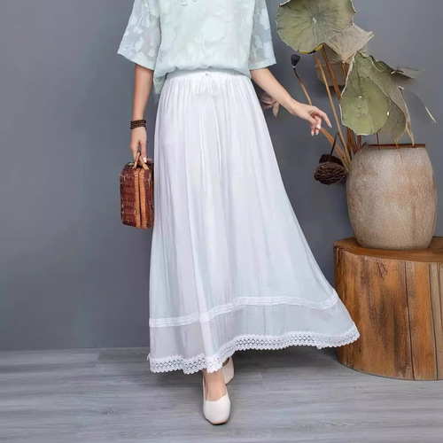 Ethnic style tie-dye white base midi skirt women's long skirt wholesale