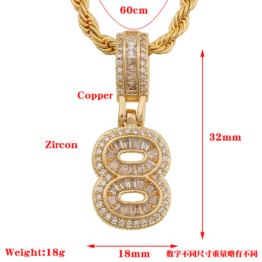 Fashion Arabic Numerals Twist Chain Copper Zircon Necklace Wholesale display picture 20