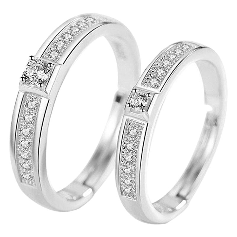 S925 anillo de plata esterlina número 520 par anillo abierto te amo anillo de circón simple 1314 al por mayor