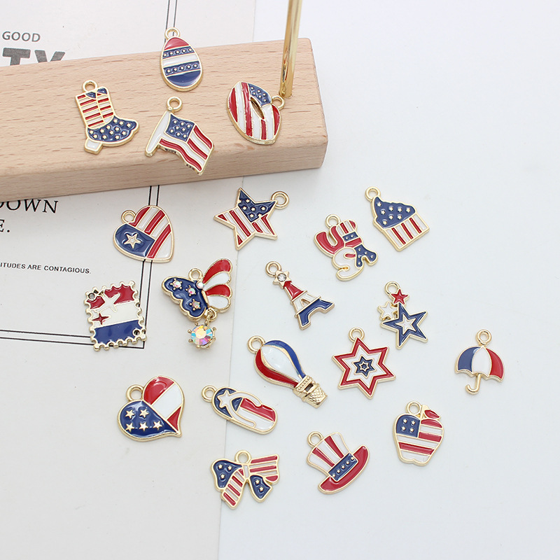 10 PCS/Package 1.7*1.7CM Alloy American Flag Butterfly Pendant display picture 2