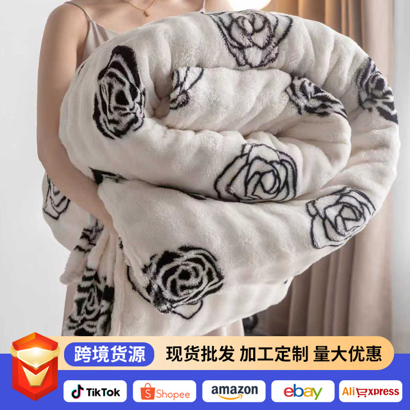外贸爆款仿兔毛绒毯加厚法兰绒珊瑚绒毛毯办公室午睡毯单人空调毯