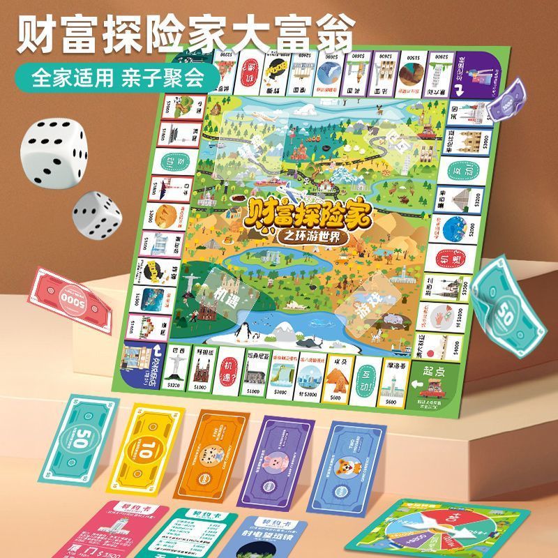 Fortune Explorer Monopoly Children Adult Travel Around China World Parent-Child Interactive Game Board Game Toys Wholesale