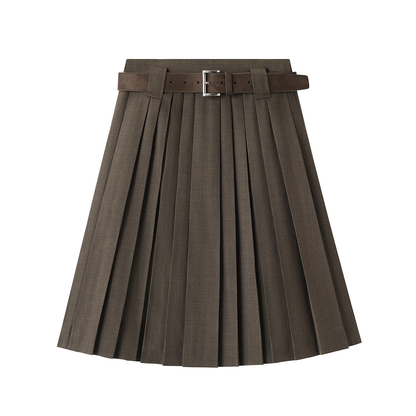 现货  2025秋新款女休闲时尚百搭气质百褶垂坠腰带半身裙2J3S208