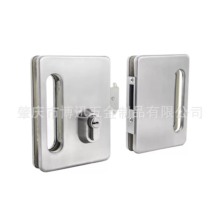 厂家直供锁具工程配套五金304双开无框办公室玻璃移门锁双开门