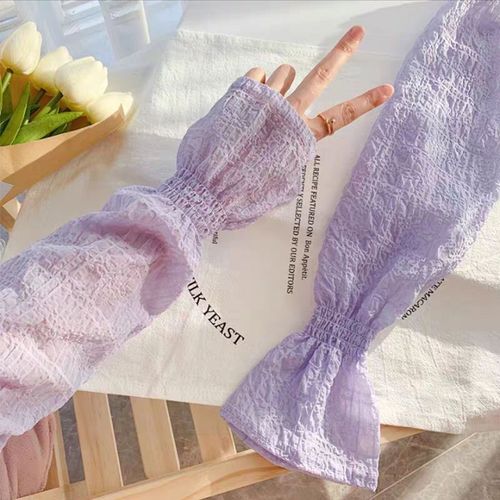 Summer Outdoor Driving Ice Silk Sleeve Covers Korean Versatile Sun Protection Solid Color Bubble Sleeve Gloves UV Protection Ice Sleeves