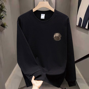 Trbottomy Printed Round Neck Trbottomy Brand Loose Hot Style Heavy Cotton 260g Threaded Long-Sleeved Bottoming T-Shirt for Men and Women Wholesale