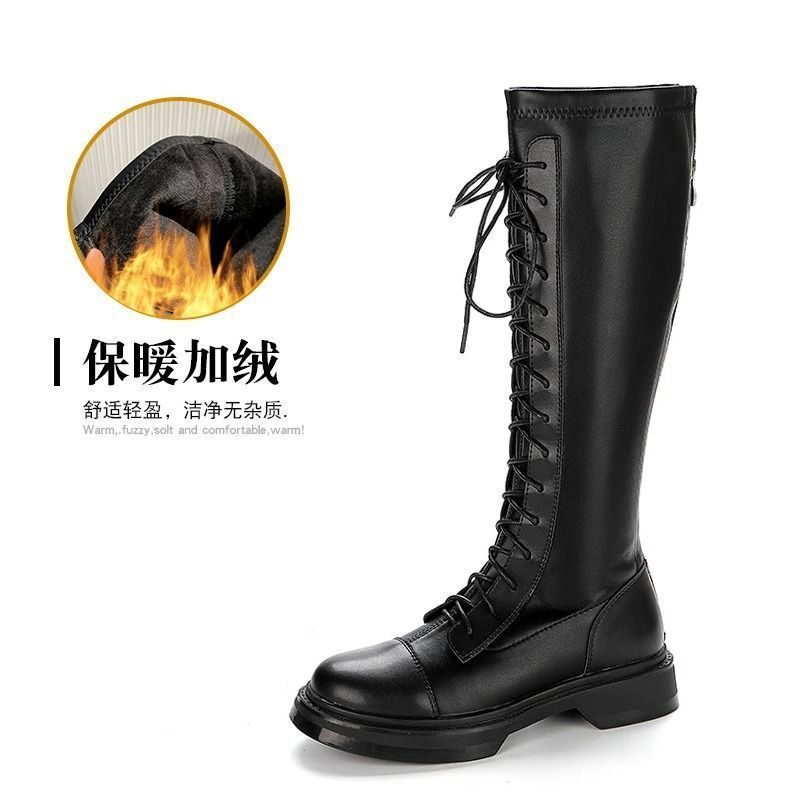 骑士靴2025秋冬新款百搭厚底弹力显瘦棕色大筒围小个子长靴女|undefined