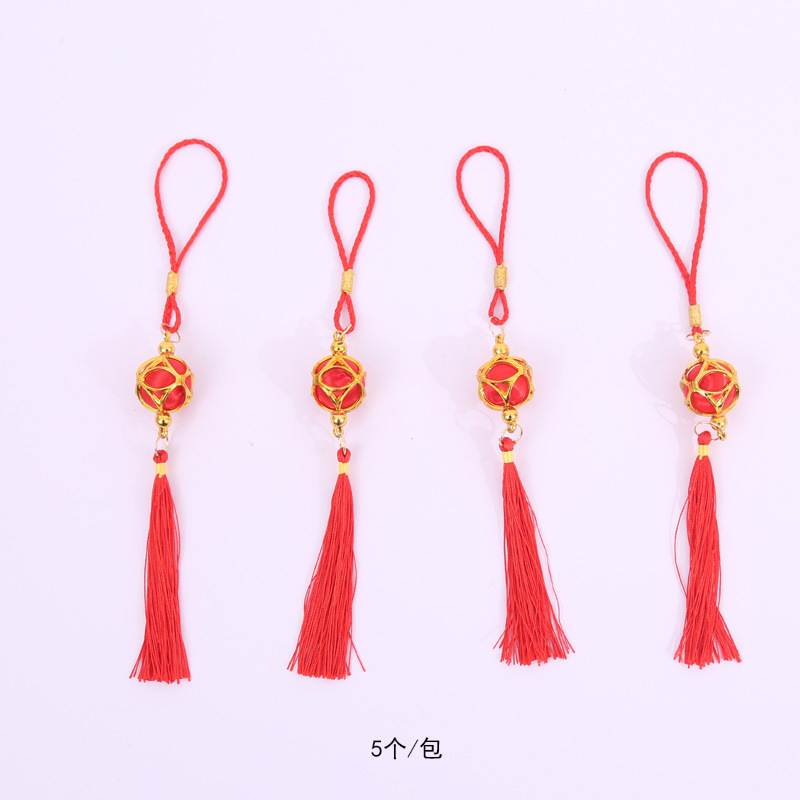 Nudo chino borla pequeño colgante Año Nuevo bendición cubo decoración colgante oreja roja pequeña linterna de Año Nuevo flor Bonsai colgante ornamento