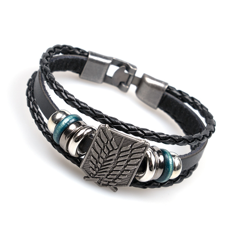 Bracelets Classification Retro Geometric Pu Leather Layered Men's Bracelets Men Cord & Leather Bracelets