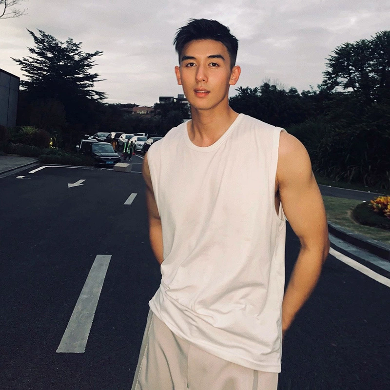 Американский стиль, тяжелый вес, 260 г, хлопковый жилет, мужская летняя модная брендовая однотонная спортивная футболка без рукавов, майка