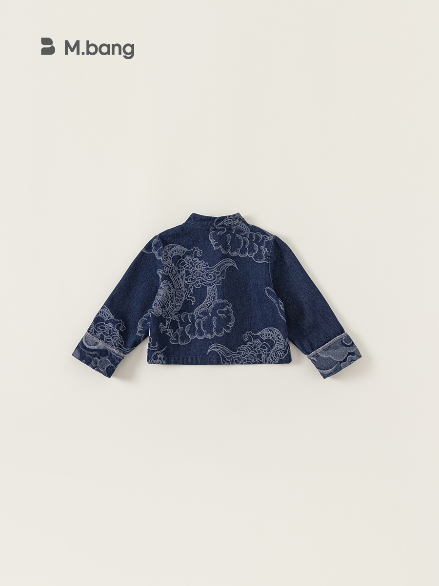 Youbao ropa para niños chaqueta para niños de estilo chino primavera para niños patrón de dragón chaqueta de mezclilla para niños chinos ropa para niños de Huzhou