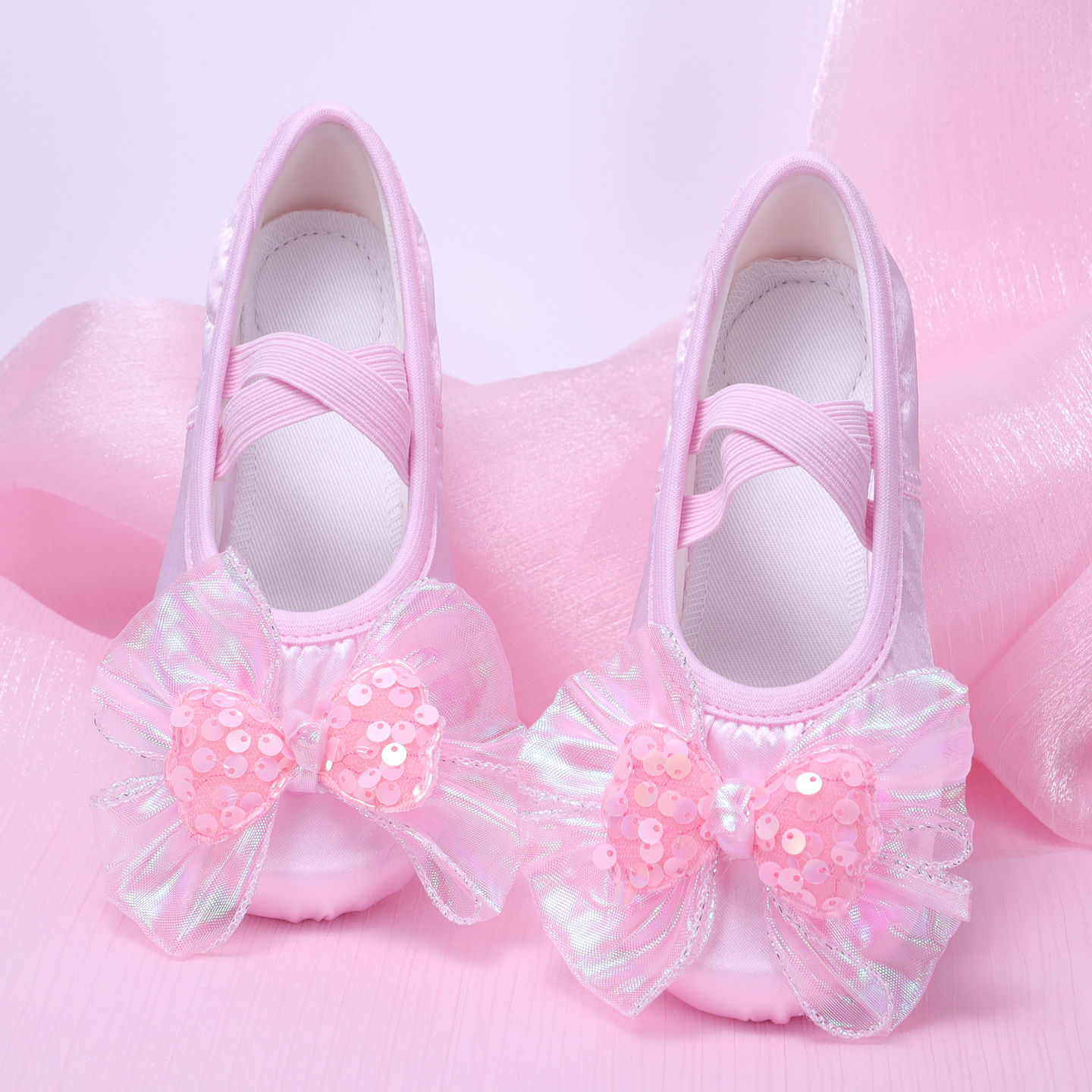 Pink Big Bow Ballet Dance Shoes Kidsren's Dance Shoes Girls Soft Sole Practice Shoes Stage Cat Claw Shoes 8030