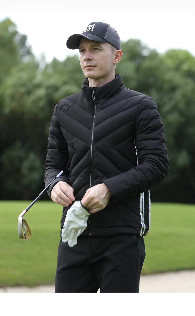 Áo khoác golf nam dài tay mùa đông lông vịt trắng dày thể thao cổ đứng — YF518-Áo khoác trắng, YF518-Áo khoác đen chi tiết 8