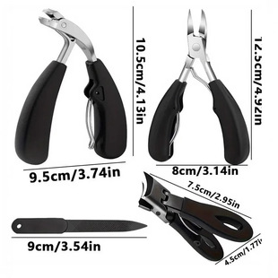 In-Stock Cross-Border Stainless Steel Curved Pliers Rubber Plastic Nail Clippers Large Opening Secondary Edge Anti-Splash Nail Clipper Set