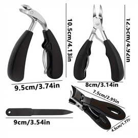 现货跨境不锈钢弯头钳橡塑指甲钳大开口二次开刃防飞溅指甲刀套装