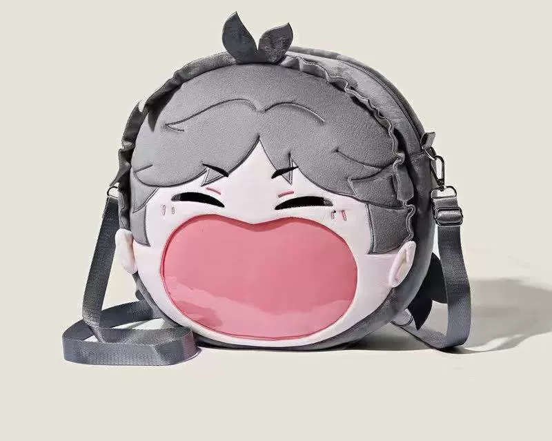 2D Pin Display Backpack, Anime Plush Front with Clear PVC Window, One Size (Hatsune Miku & Characters)