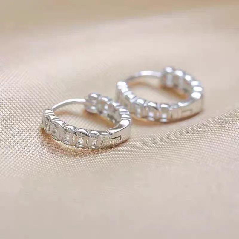 S999 Sterling Silver Lucky Coin Earrings Women