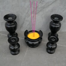 墓地石头香炉供桌石雕乌金石整石香炉惠安香炉墓碑配套