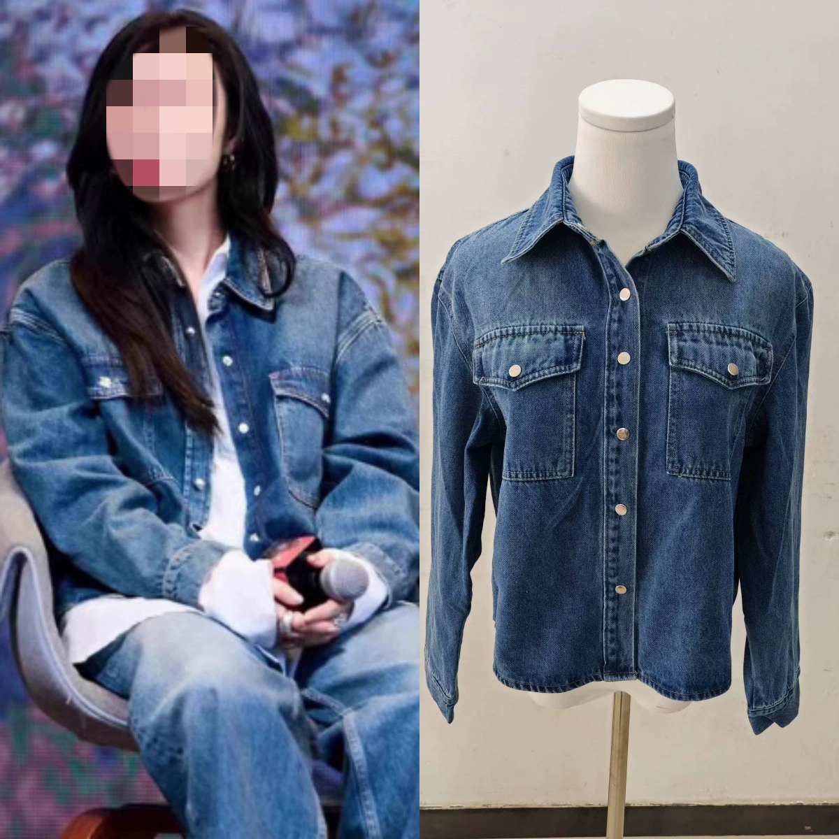 Джинсовая куртка-рубашка в стиле Ни Ни, синяя, свободного кроя, ретро, повседневная, с длинным рукавом, осень-зима 2025, в наличии на длительное время