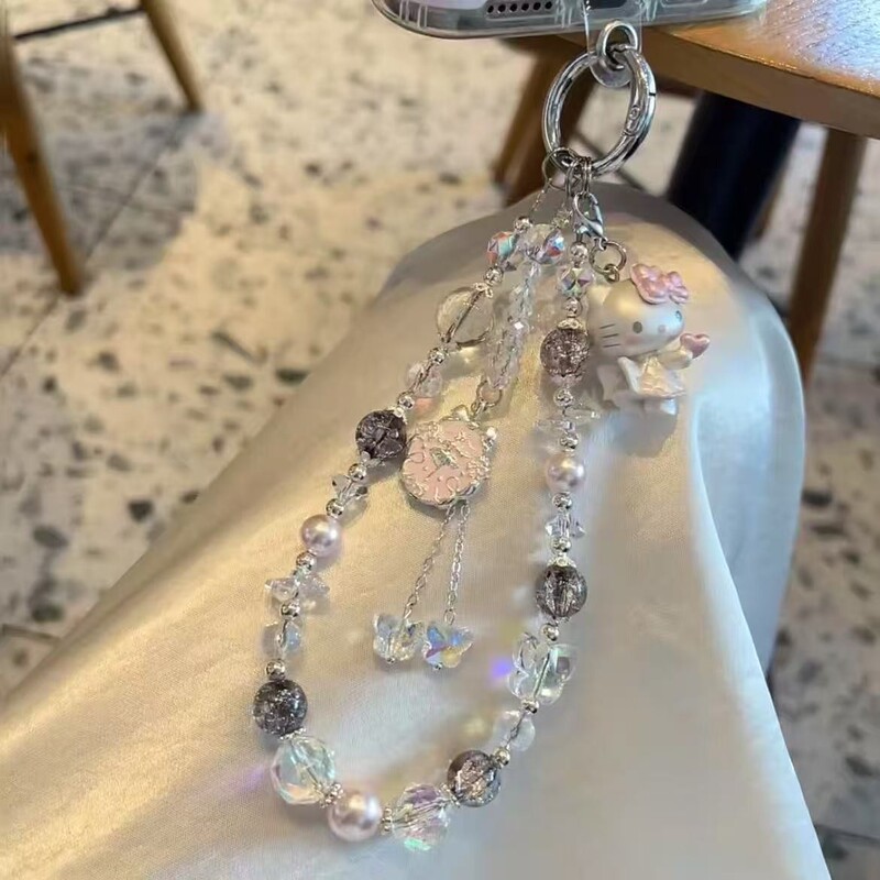 Cute Pink Kt Cat Pearl Mobile Phone Chain Lanyard Niche Ccd Camera Pendant Girl Sweet and Exquisite Keychain Cute Pink Kt Cat Pearl Mobile Phone Chain Lanyard Niche Ccd Camera Pendant Girl Sweet and Exquisite Keychain