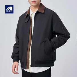 墨麦客男装特氟龙防泼溅夹克男2025秋新款撞色翻领男士外套81035