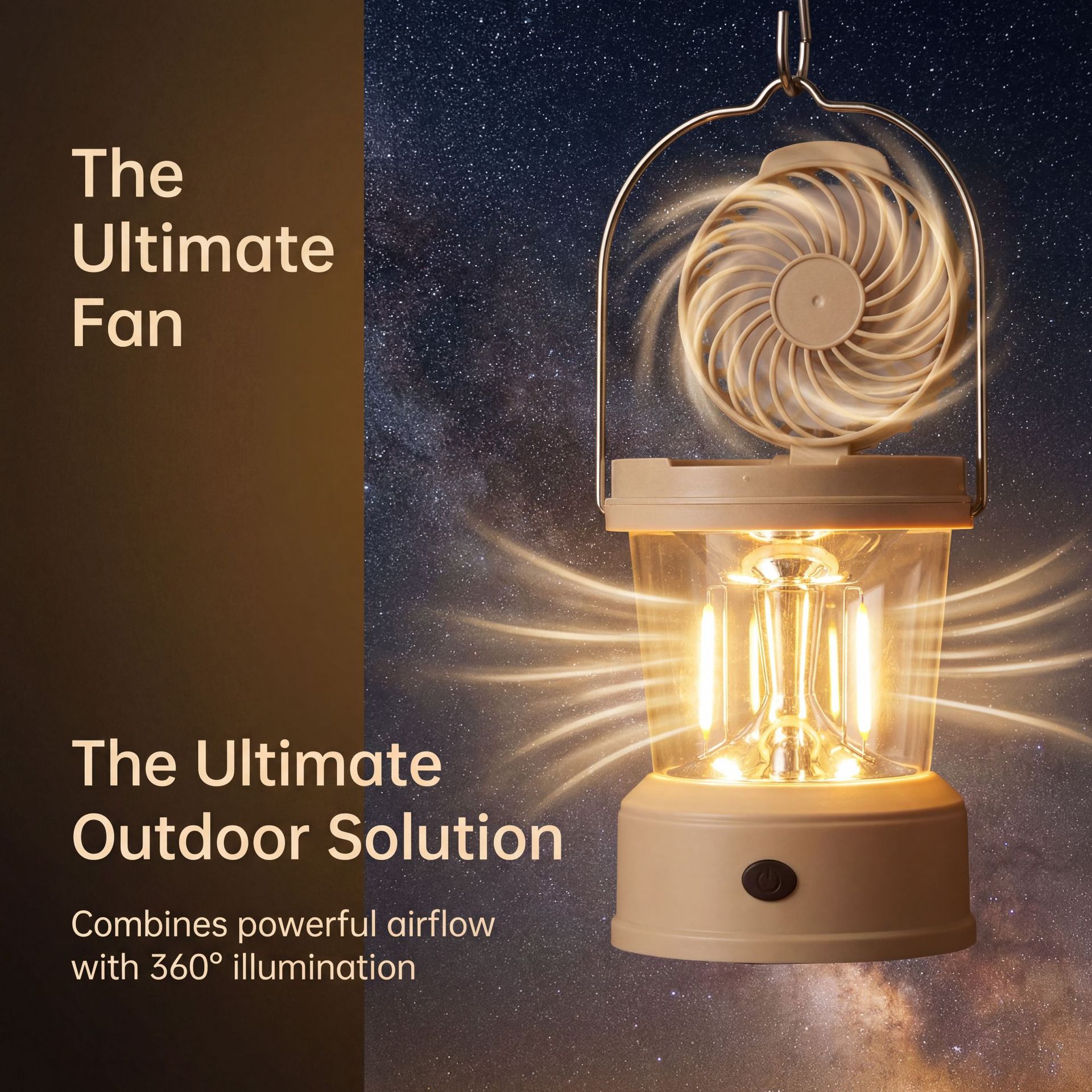 New Camping Lamp With Fan, Lantern-style Outdoor Tent Light Featuring A Foldable High‑brightness Portable Design For Camping._voghion.com