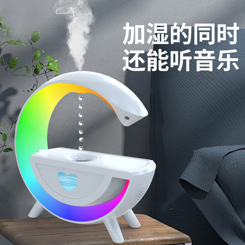 Humidificador antigravedad multifuncional, Altavoz Bluetooth, atomizador de luz de ambiente colorido, pulverizador de reflujo de gotas de agua para el hogar