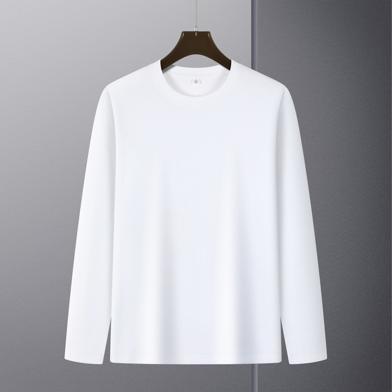 Pure Cotton Long-Sleeved T-Shirt Heavy Sweatshirt Men's Pure Color Bottoming Shirt Wholesale Men's Spring and Autum Long-Sleeved Sweatshirt