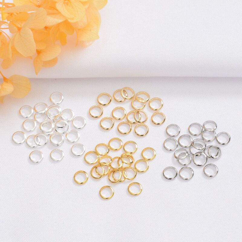 Color retention 18k gold closed ring 4mm5mm seamless single ring diy handmade beaded finishing buckle connection ring wholesale