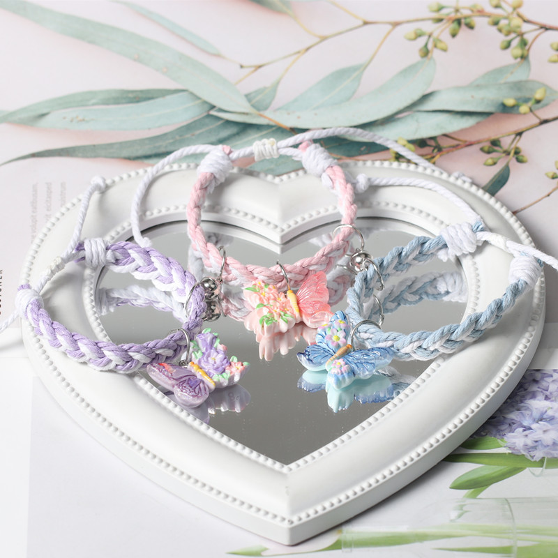 Original Woven Colorful Butterfly Sweet Bestie Three-Person Magnetic Bracelet High-Value Adjustable Couple Attraction Bracelet Original Woven Colorful Butterfly Sweet Bestie Three-Person Magnetic Bracelet High-Value Adjustable Couple Attraction Bracelet