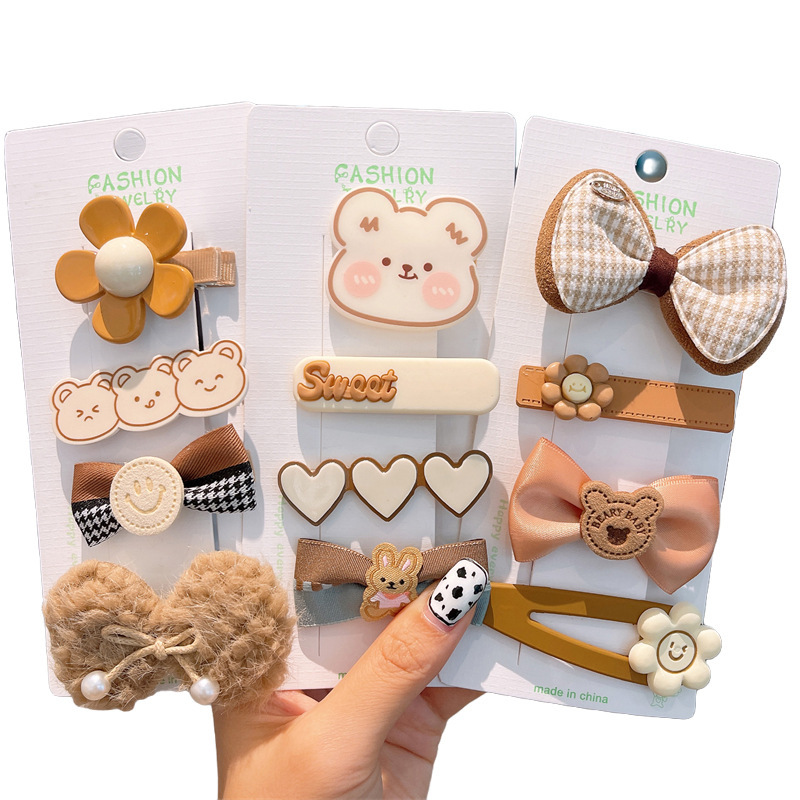 La horquilla de la niña no duele el cabello El tocado de horquilla para niños Otoño e Invierno leche La Cabeza trasera de la niña marrón pelo roto clip de acabado