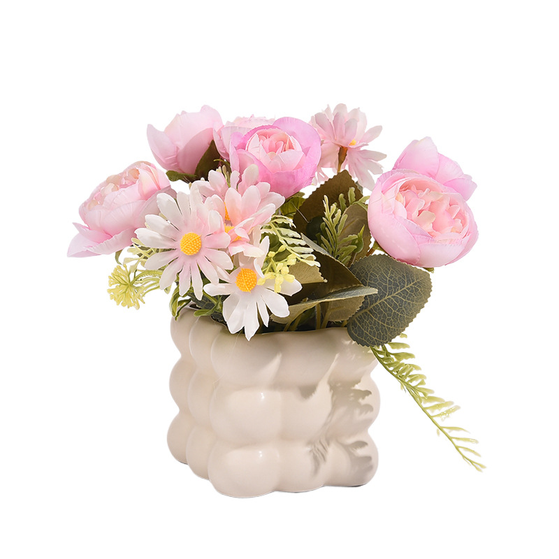 Factory wholesale ceramic pots Juanhua artificial flower potted home decorations living room office desktop flower ornaments_voghion.com