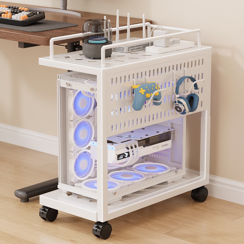 Mobile multi-layer chassis base with wheels, storage shelf, desktop computer stand, floor-standing household trolley Mobile multi-layer chassis base with wheels, storage shelf, desktop computer stand, floor-standing household trolley