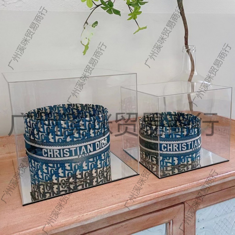 亚克力镜面花盒小香风花生日礼物透明抱抱桶鲜花包装盒空盒子
