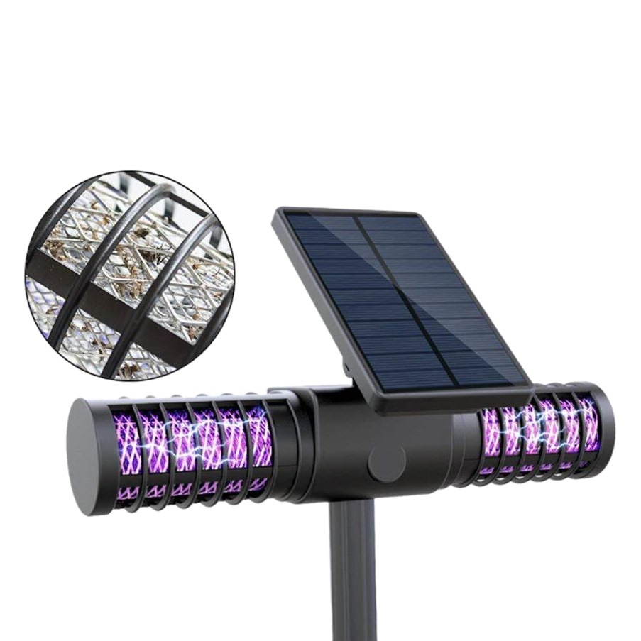 Lámpara solar del asesino del mosquito al aire libre impermeable choque eléctrico montado en la pared trampa de mosquitos transfronterizo Venta caliente patio jardín Villa lámpara repelente de mosquitos