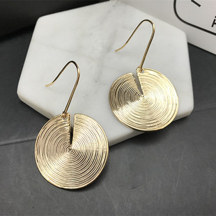 Geometric Disc Drop Earrings For Women Asymmetrical Style_voghion.com