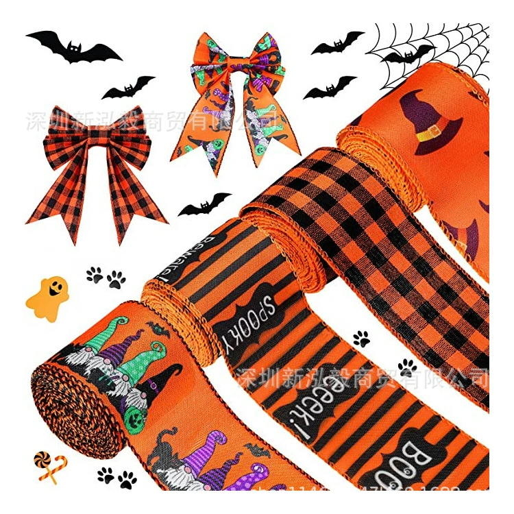 [Прямые продажи с фабрики] Hongyi лента печать паутина Тыква Лампа Череп Призрак Хэллоуин лента