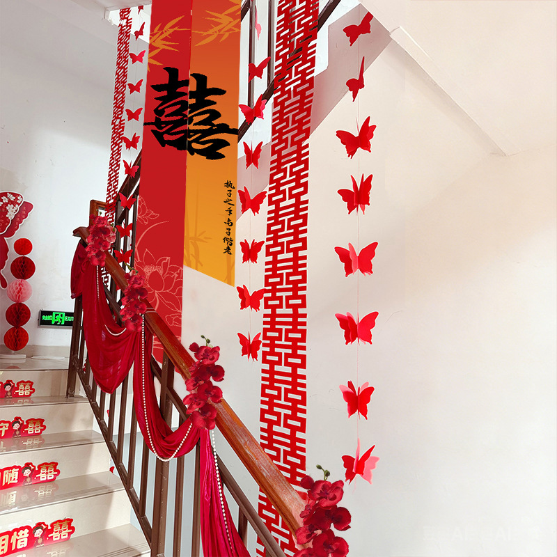 Suministros DE BODA colección boda escalera barandilla decoración boda habitación colgante Arco no tejido colgante traje al por mayor