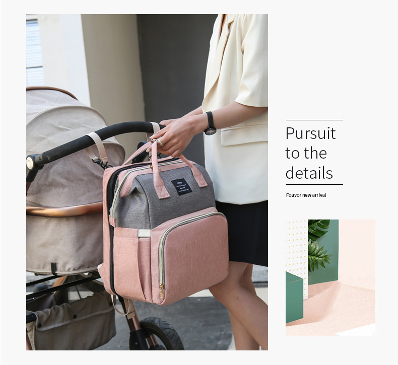 Oxford Cloth Material Waterproof Function Diaper Backpack Backpack Waterproof Color Block Solid Color Casual Daily Diaper Backpack