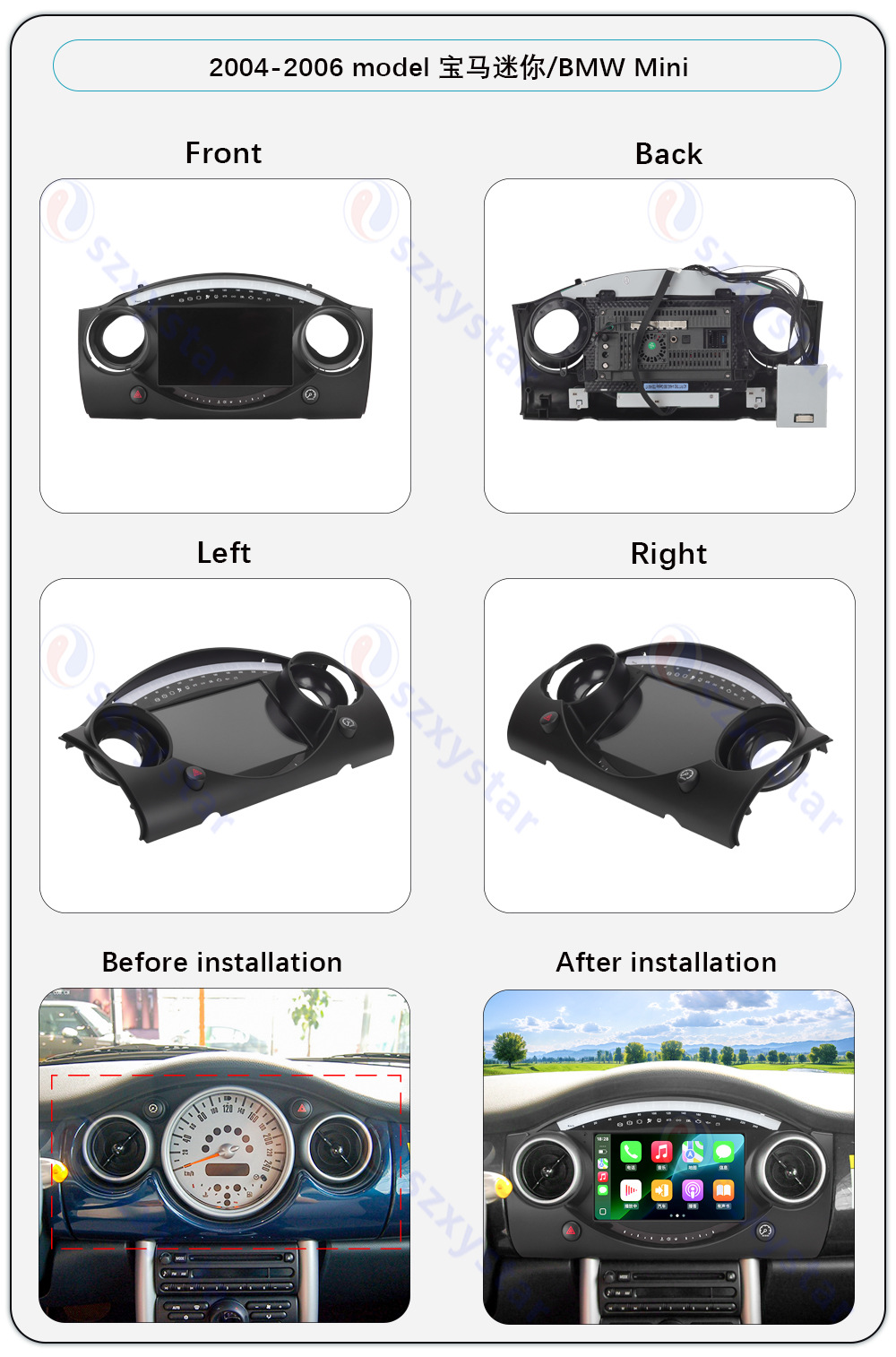 Suitable for 04-06 Bmw Mini Android Wireless Carplay Car Navigation 360 Panoramic All-In-One Machine