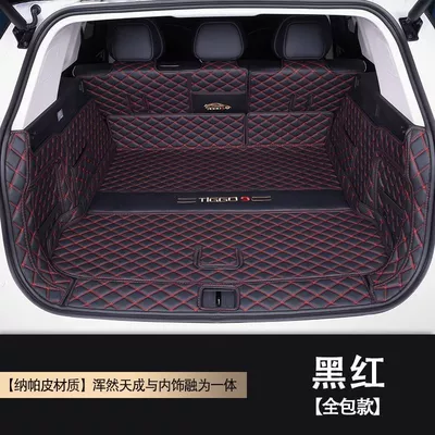 Trunk Mat — Trunk Mat Decoration New - black-and-red-six-piece-set-only-for-five-seats-tiggo-9-five-seats-with-speakers-on-the-left