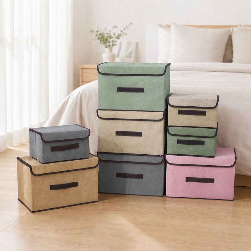 Non-Woven Fabric Clothing Storage Box, Fabric Storage Two-Piece Set, Foldable, Portable, Dustproof, Wholesale Folding Storage Box