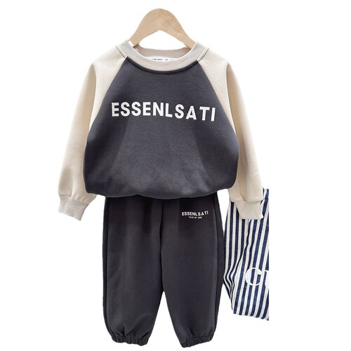 Boys' Spring Sweatshirt Set 2024 New Children's Spring and Autumn New Sportswear Middle and Older Children's Two-piece Set Children's Clothing Batch